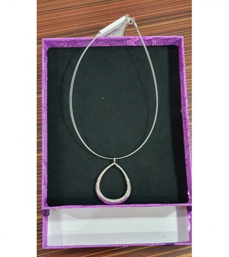 Simply Silver Oval Necklace With Stone