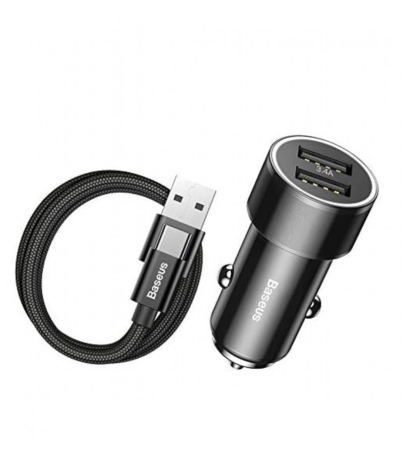 Small Screw 3.4A Car Dual Port Car Charger With Lightening iPhone Cable included