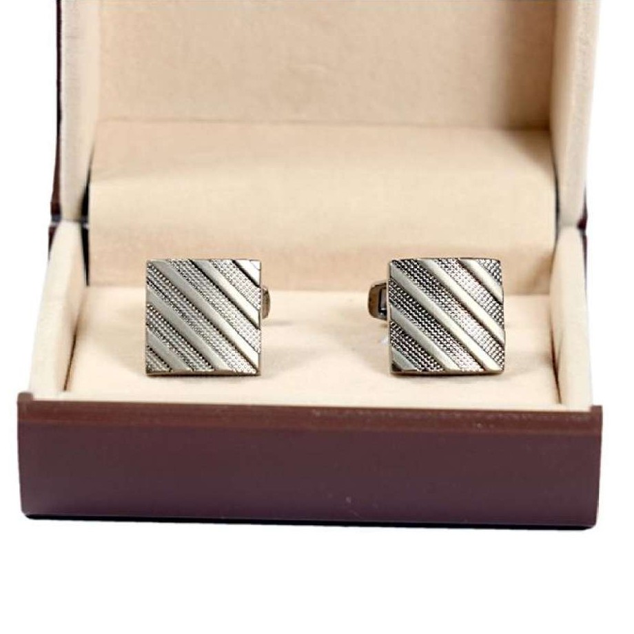 Stainless Steel Cufflinks For Men - Silver