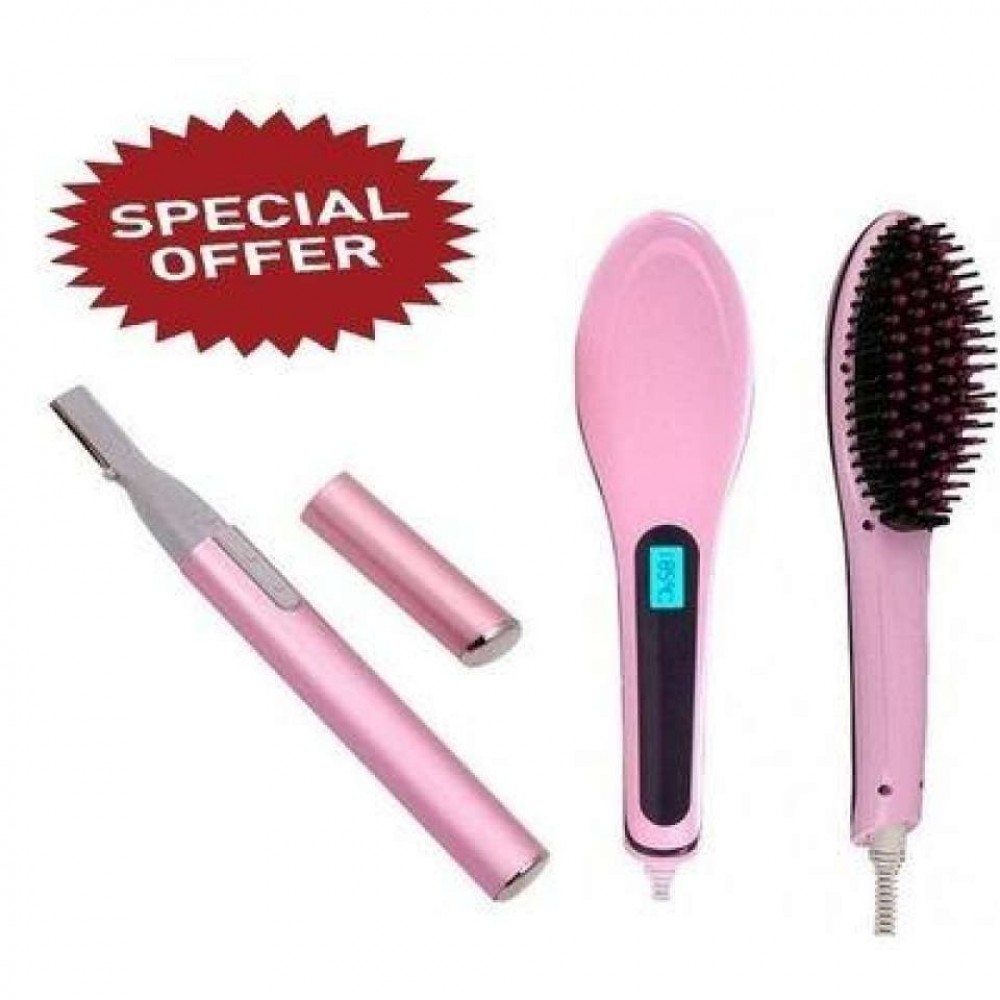 Straightener Brush With Facial Care Trimmer