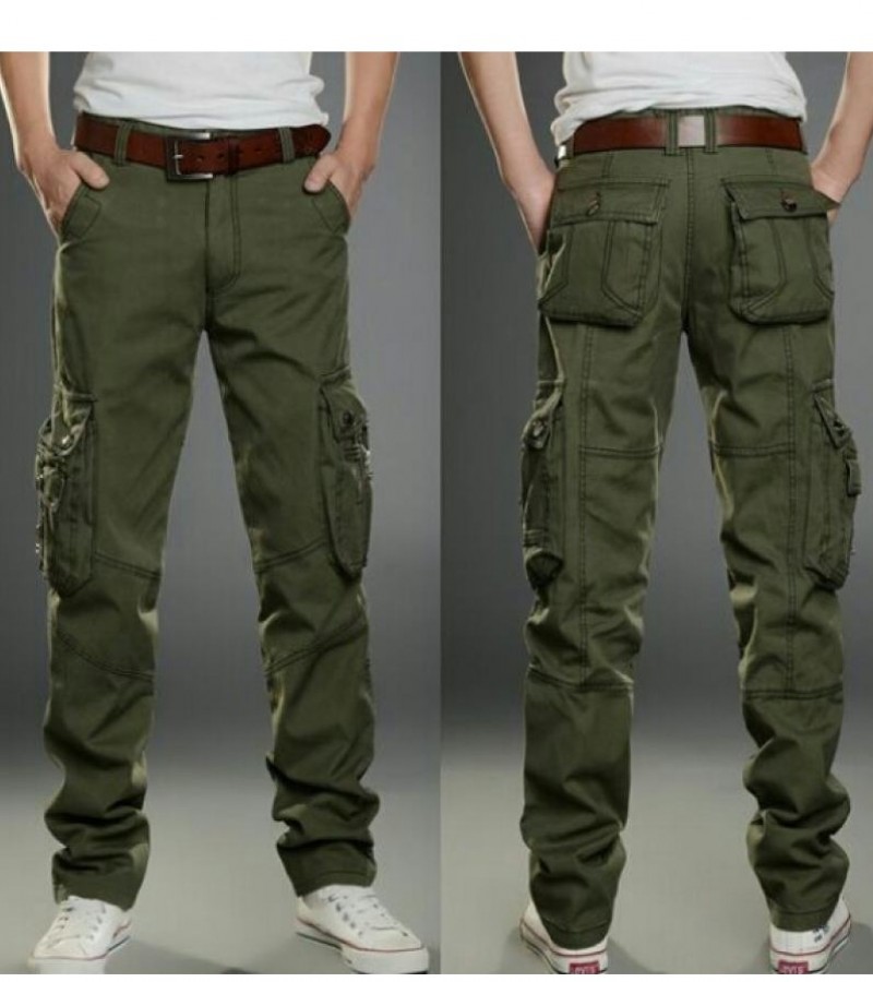 Stretchable Army Green Cargo For Men