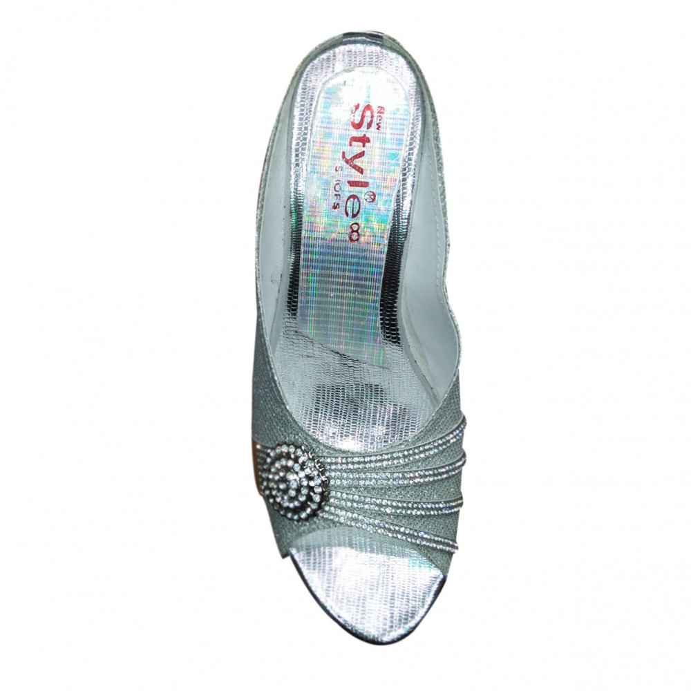 Style Beautiful Partywear Shoes for Women - Silver - 7 To 10