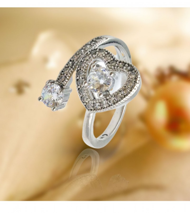Stylish Heart Shape Silver Ring