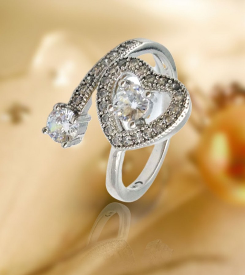 Stylish Heart Shape Silver Ring