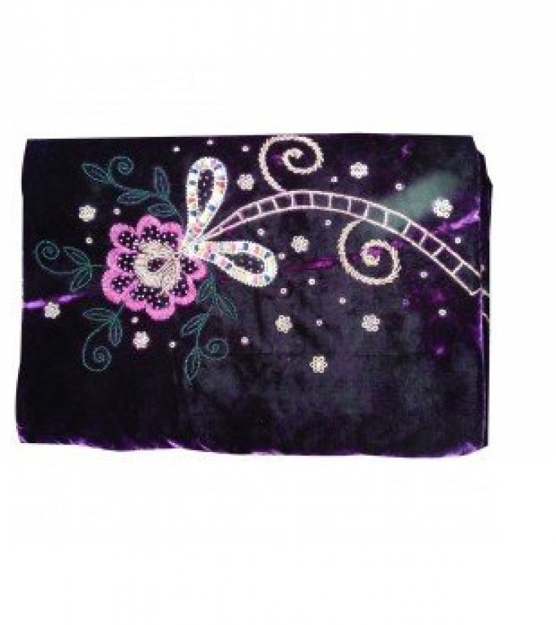 Stylish Velvet Gao Pillow Cover With Embroidery - Purple