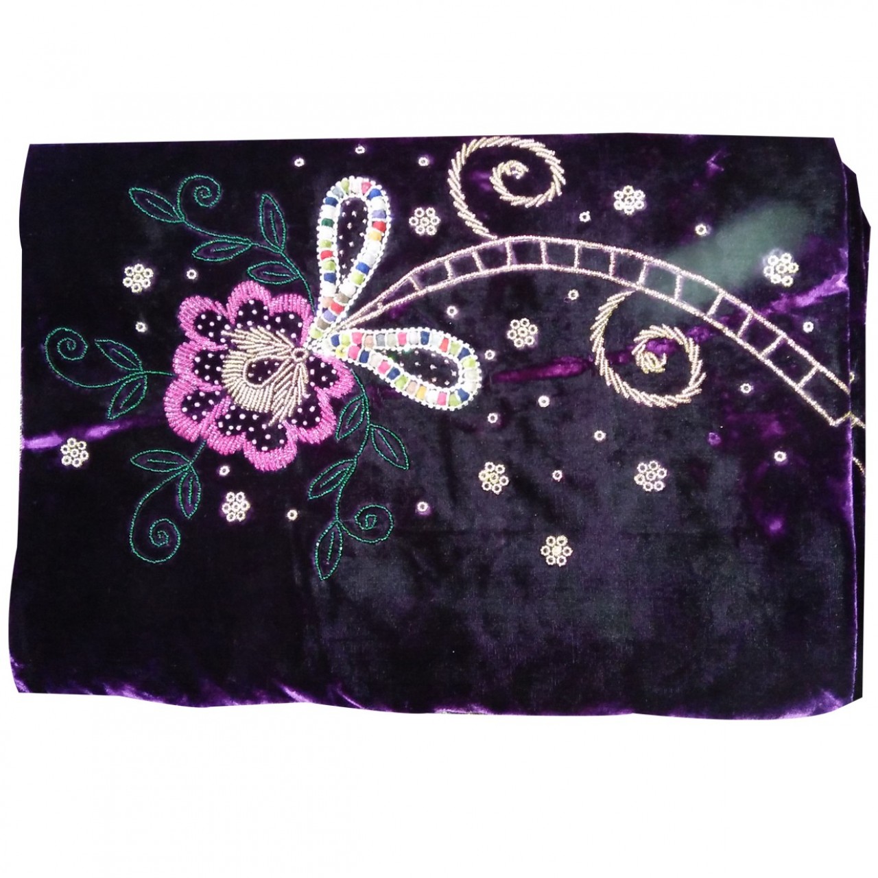 Stylish Velvet Gao Pillow Cover With Embroidery - Purple