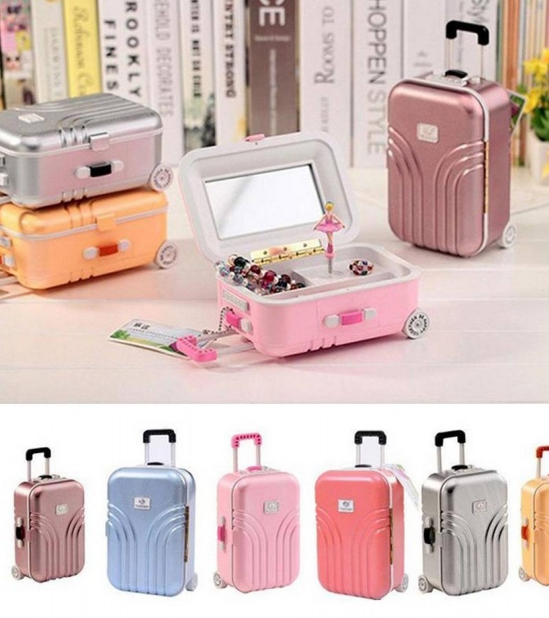 Suitcase Style Music Box Jewelry Storage Box Rotating Ballerina Girl for Kid Toys Gift
