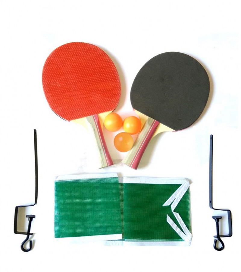 Table Tennis Racket Set: 2 Rackets + 3 Balls + 1 Pair Of Post And Net
