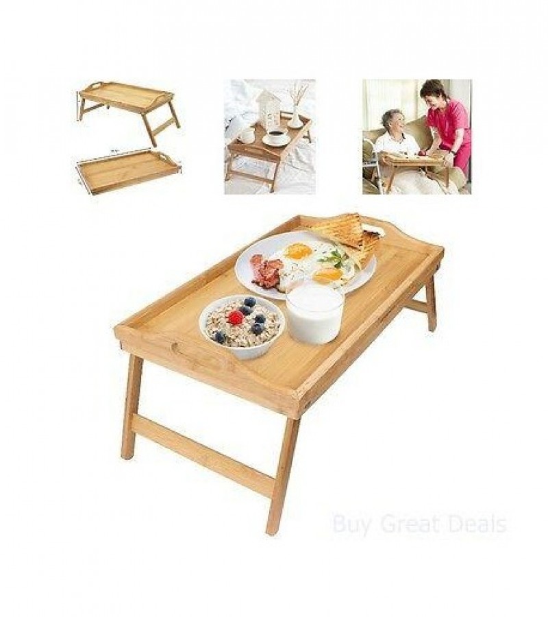 Tea Table Bamboo Breakfast Coffe Laptop  Bed Reading Study Wood Color Foldable Table