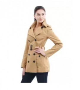 Khaki Cotton Long Coat Parka Pu Leather Jacket For Women Sale price Buy online in Pakistan Farosh.pk