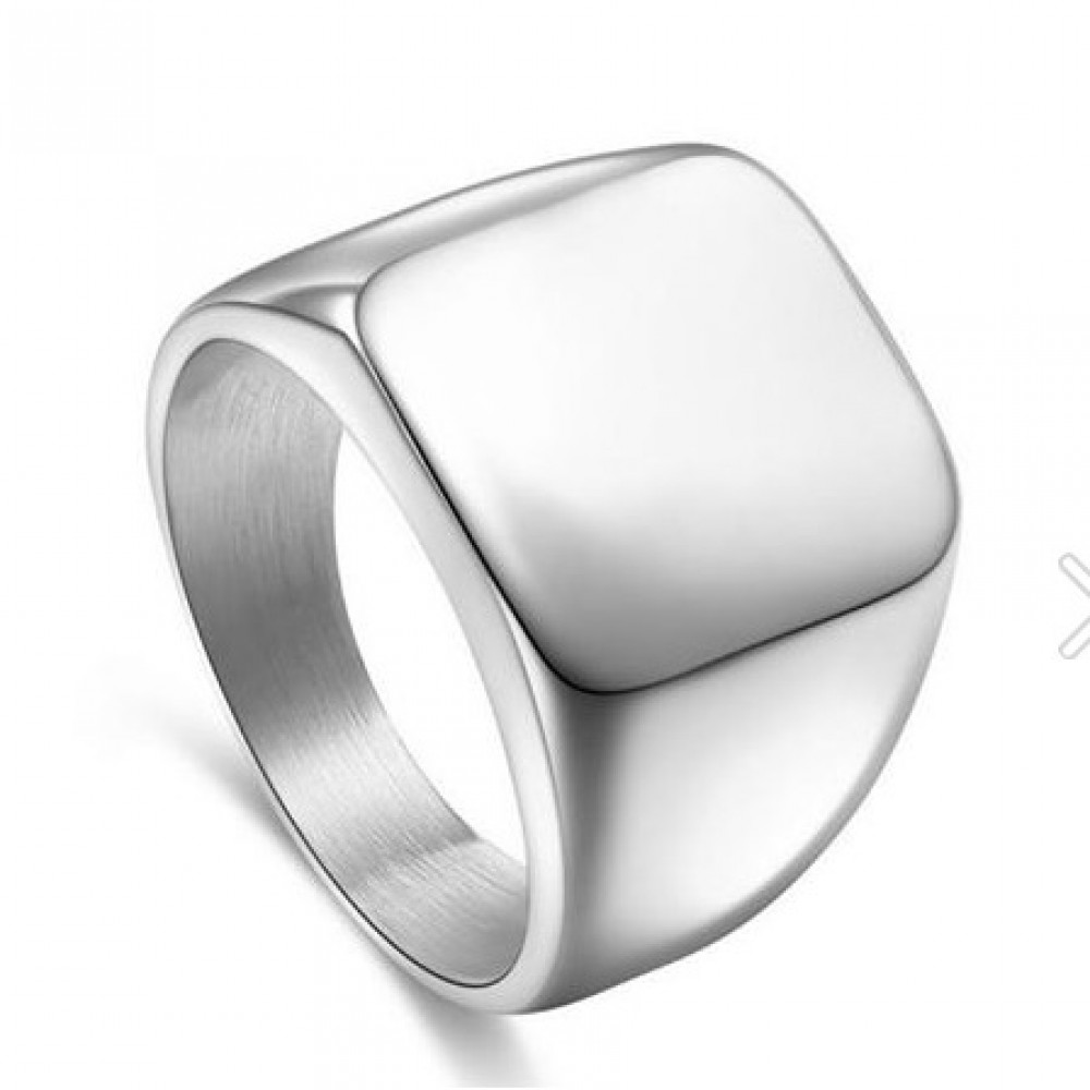 Titanium Signet Silver Ring