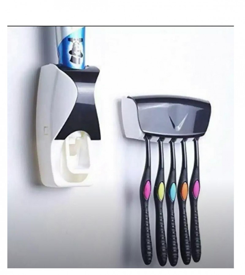 Tooth Paste Dispenser with Toothbrush Holder