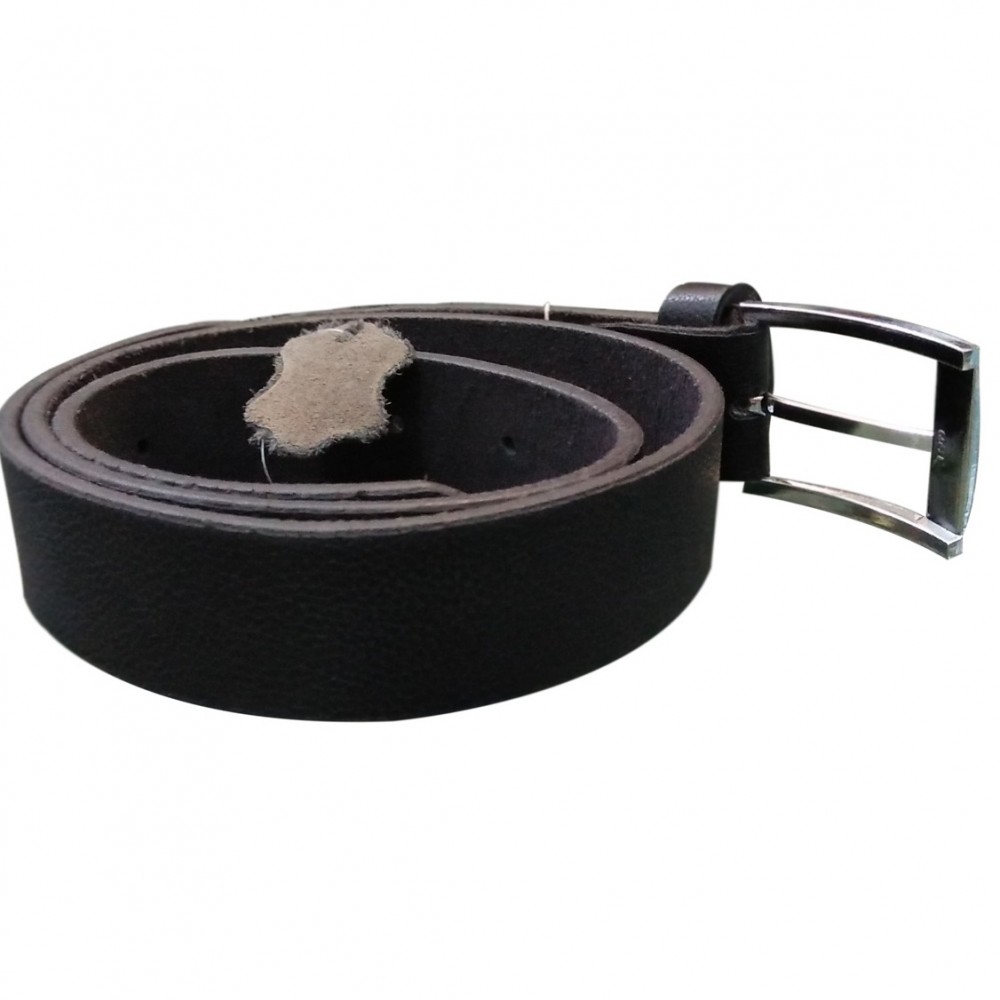 Top Quality Black Leather Belt With Chrome Buckle For Men