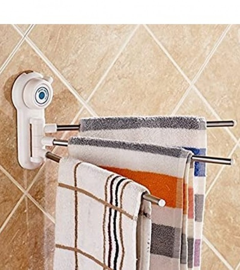 Towel Hanger for bathroom Suction cup Rotating 3 Swing Arm Wall Hanger