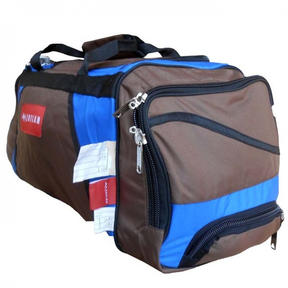 Travel Bag - Medium - Brown & Royal Blue