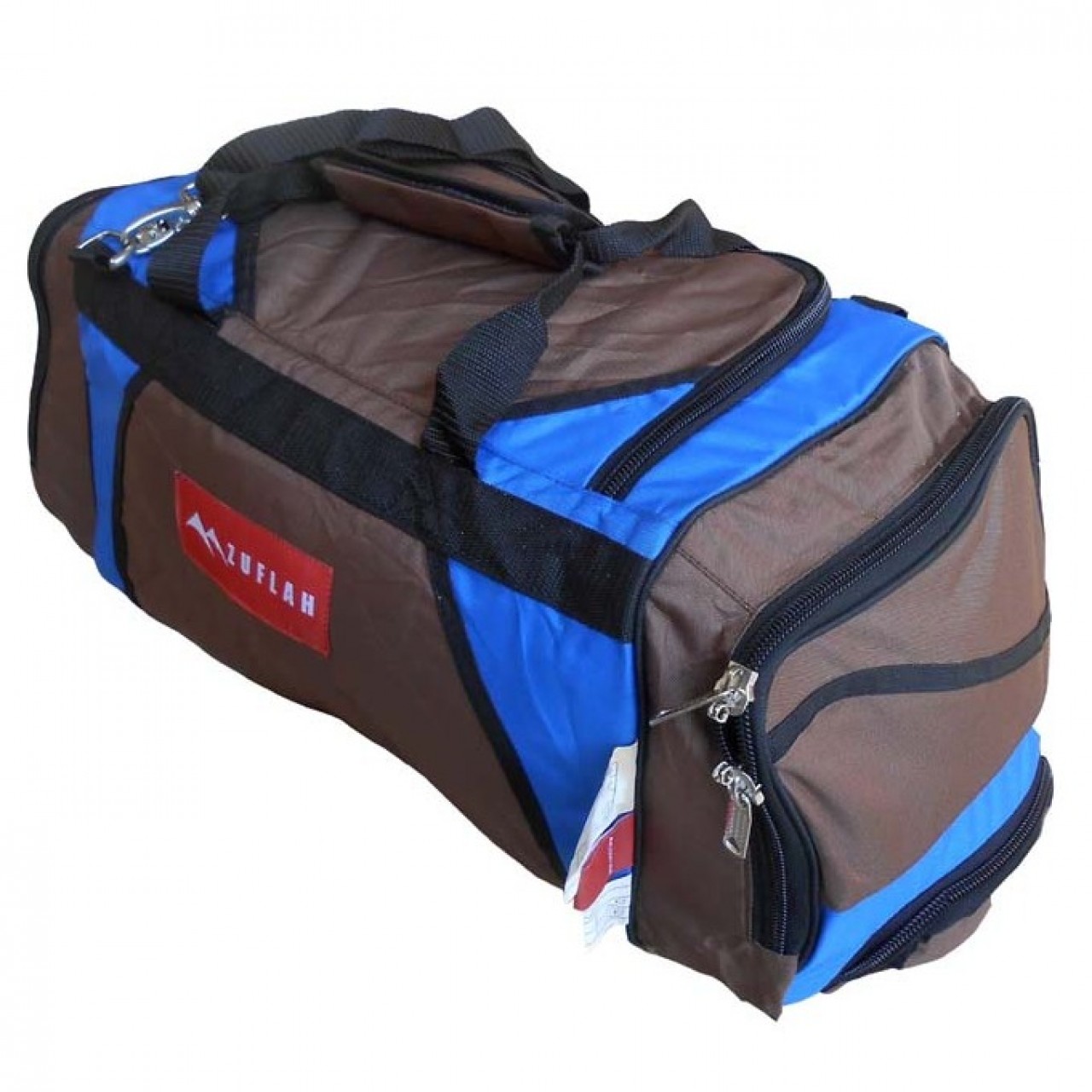 Travel Bag - Medium - Brown & Royal Blue
