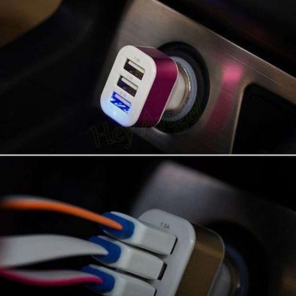 Triple Universal Usb Car Charger Adapter Socket 2A 2.1A 1A Car