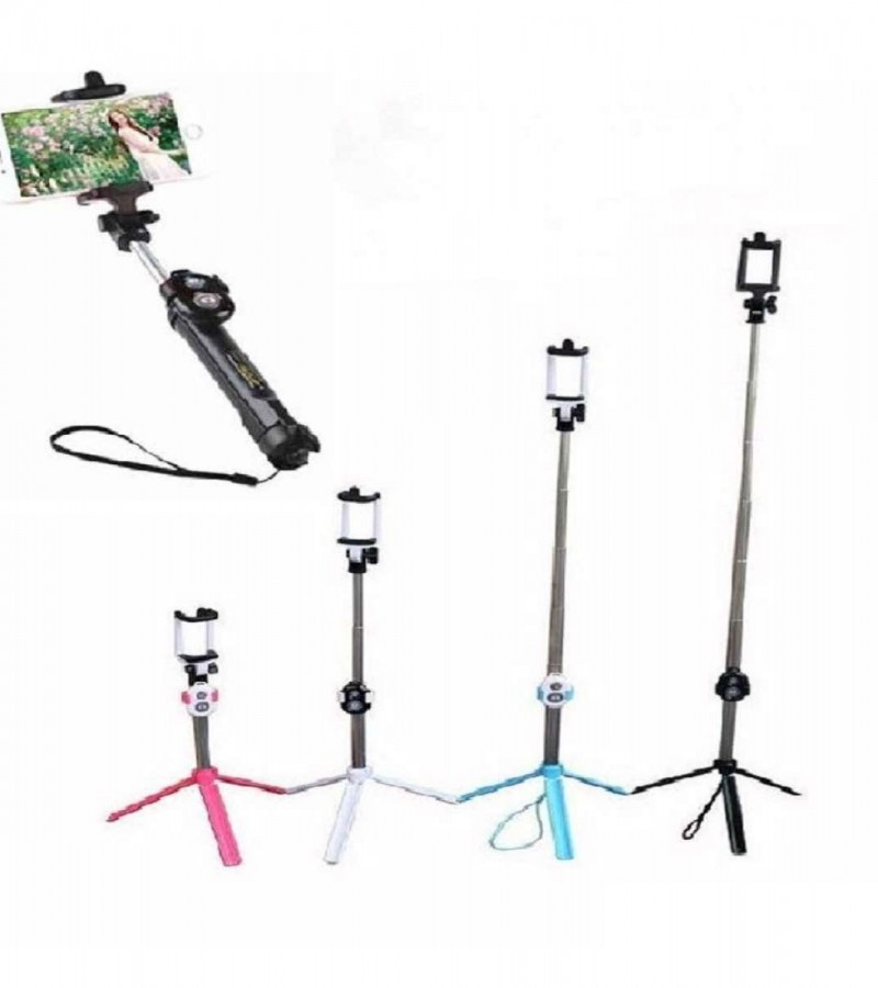 Tripod Selfie Stick With Bluetooth Remote Shutter And 3 Legs
