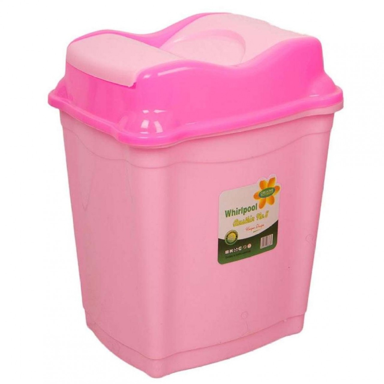 Two Caps Dustbin - Center Opening - 12 Inch - Pink