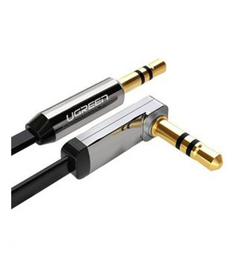 Ugreen 10728 3.5Mm Male To 3.5Mm Male Right Angle Flat Cable Gold Plated