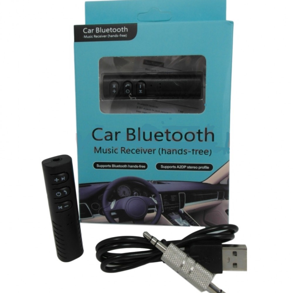 Universal Wireless Bluetooth Car Kit BT-450 3.5mm Aux Jack Audio Music Receiver Adapter with Mic - B