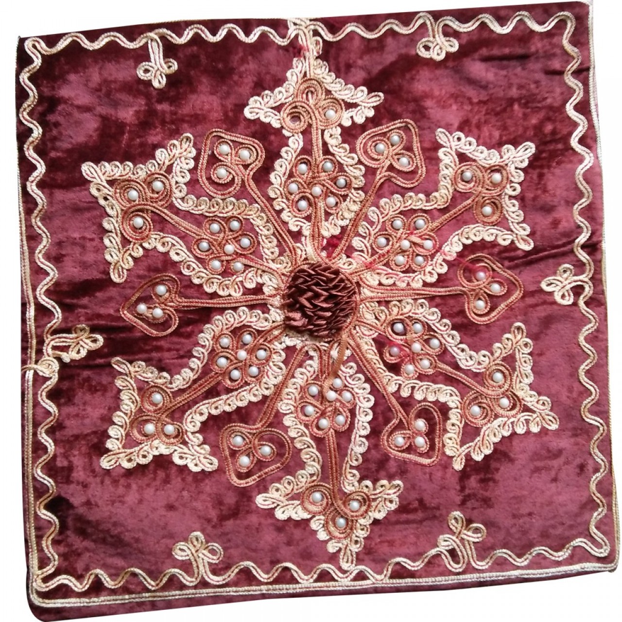 Velvet Cushion Cover With Fancy Lace - 5 Pieces