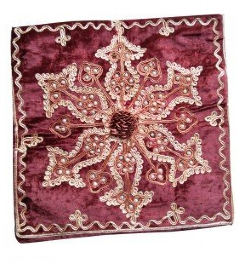 Velvet Cushion Cover With Fancy Lace - 5 Pieces