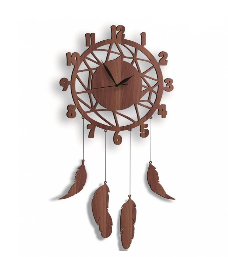Wall Hanging Wall Clock, Wooden Feather Wall Hanging Home Decoration Dream Catcher