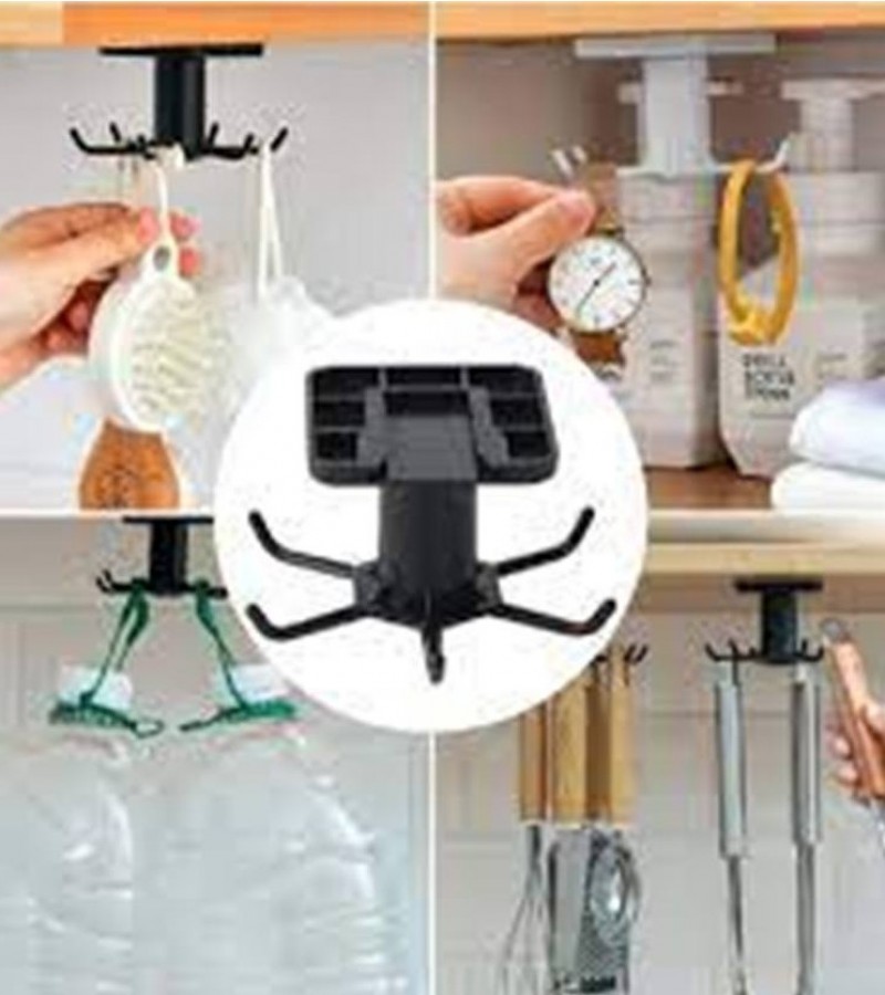 Wall Mounted 360 Degree rotating with six hooks Kitchen and Bathroom Storage Holder Accessories