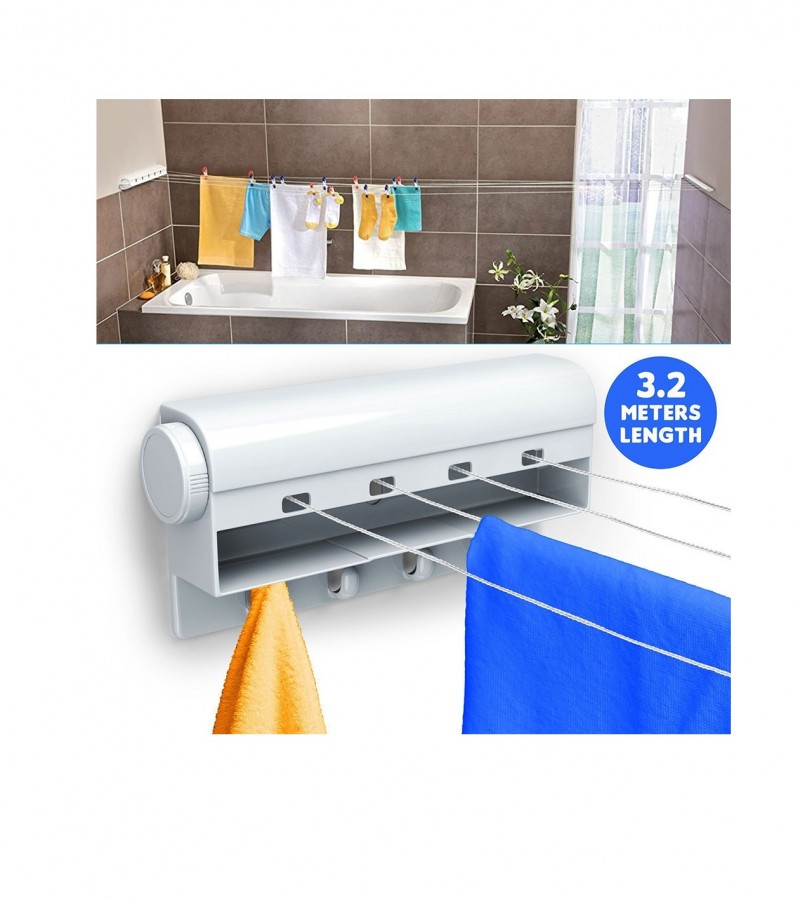 Wall Mounted Retractable Automatic Cloth Drying Line Hanging Ropes for Laundry & Hanger Dryer 3.2 Me