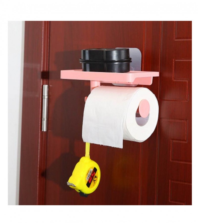 Wall Mounted Toilet Paper & Phone Holder For Bathroom Storage