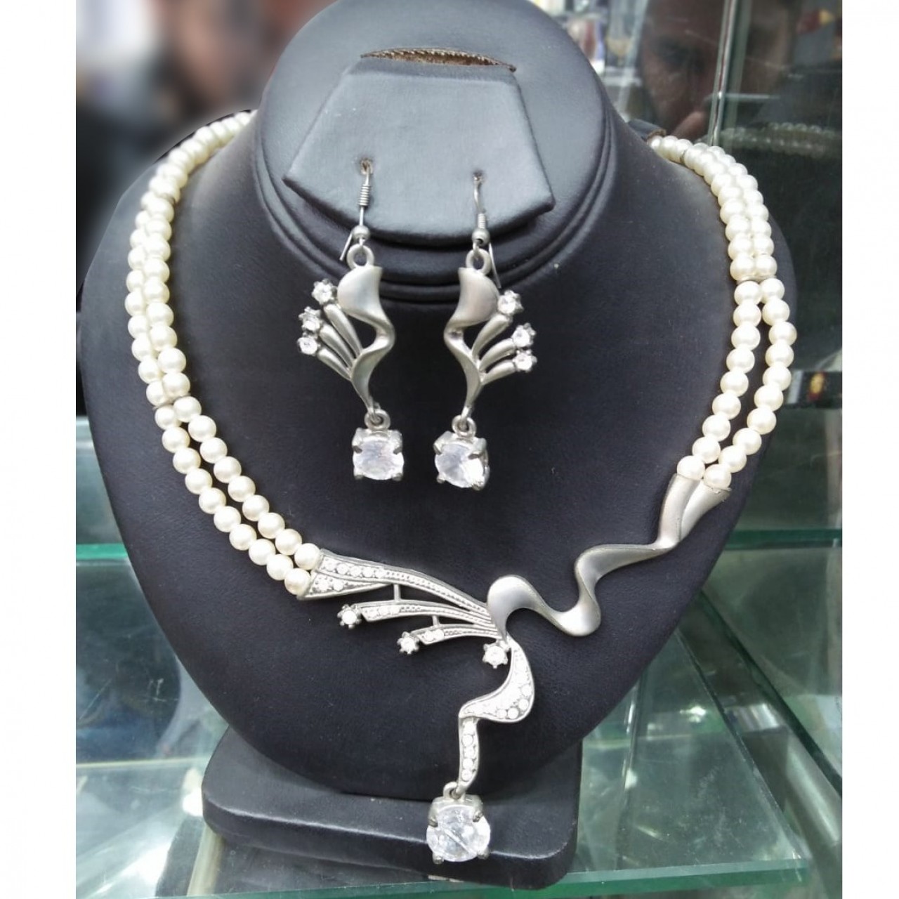 White Beads Pendent & Earrings Jewelry Set For Women - Thai Material