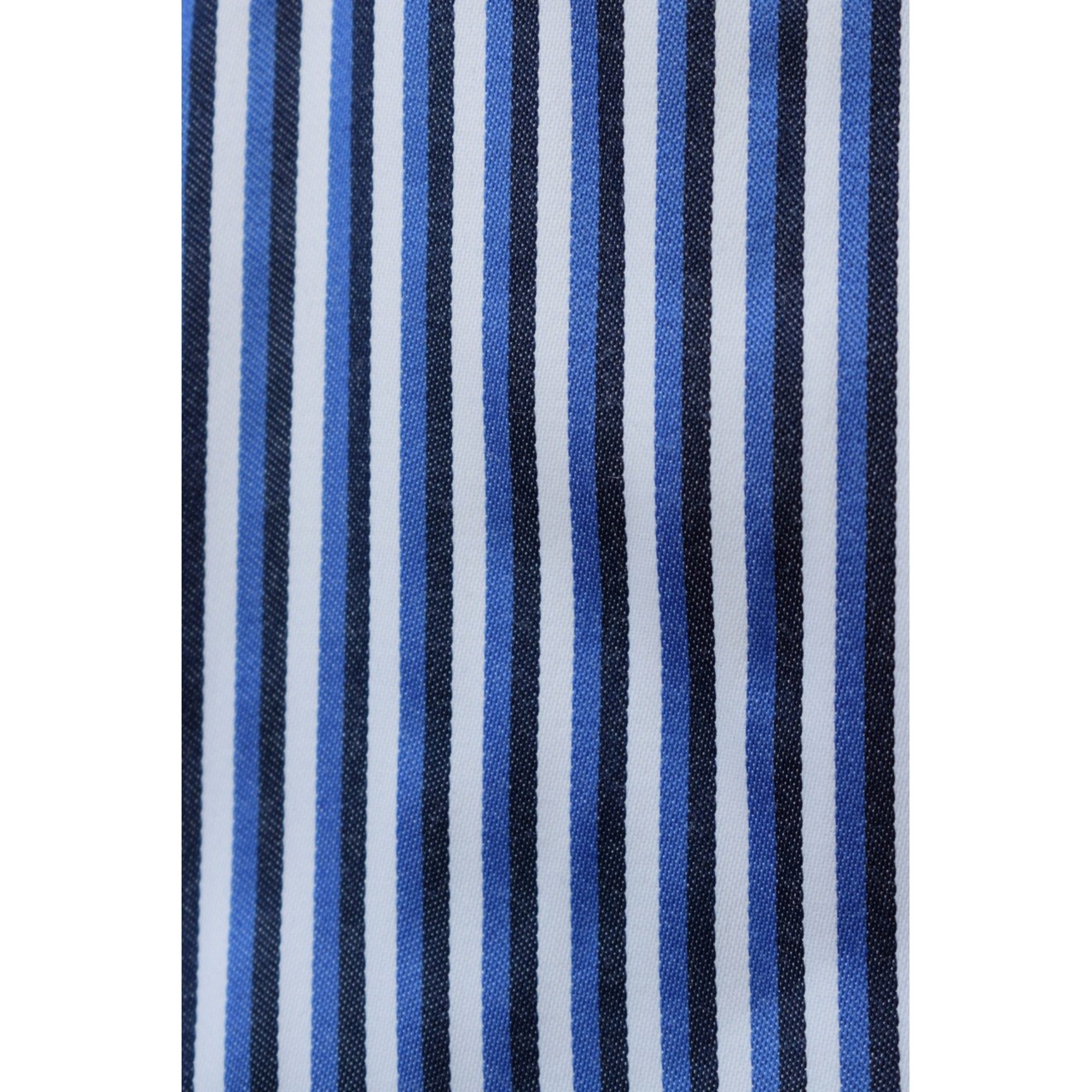 White Blue Black Pin Stripes Double Needle Stitched Formal Shirt