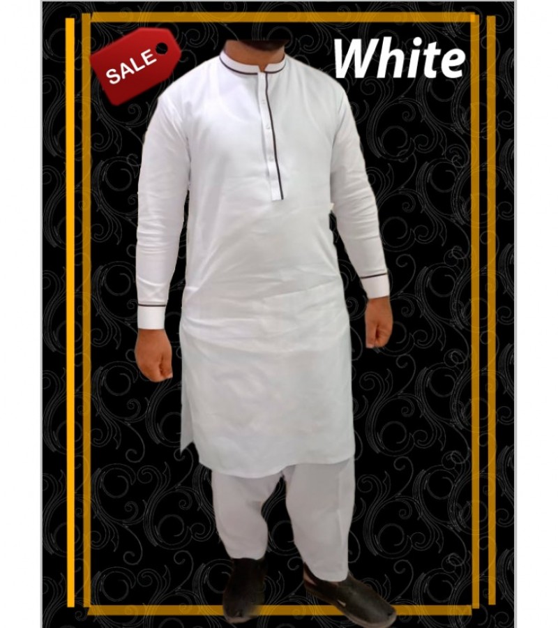 White Kurta & Shalwar For Mans