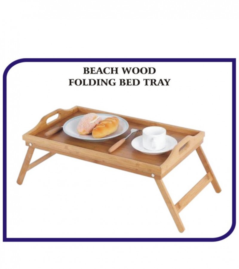 Wooden Folding Laptop Table, Serving Tray, Bed Tray Table (Beach Wood)