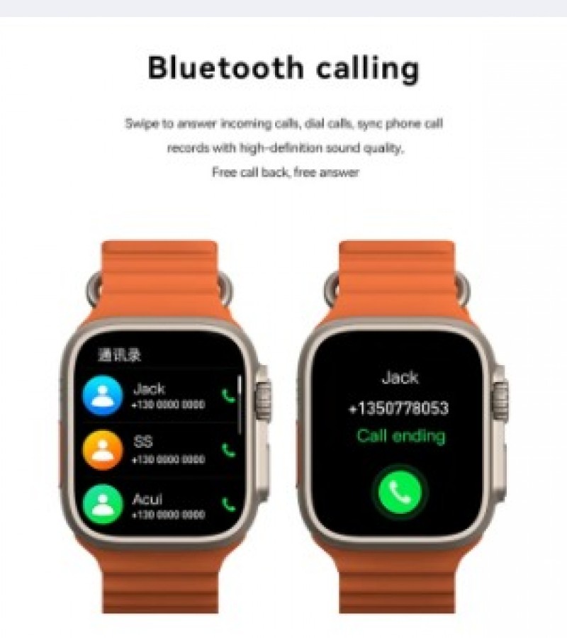 X8 Ultra Smartwatch 49MM With Bluetooth Calling ORANGE
