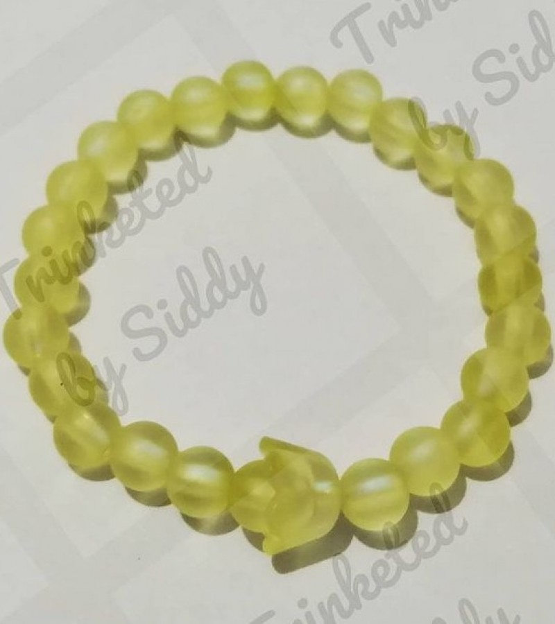 Yellow Frosted Round Beads Bracelet