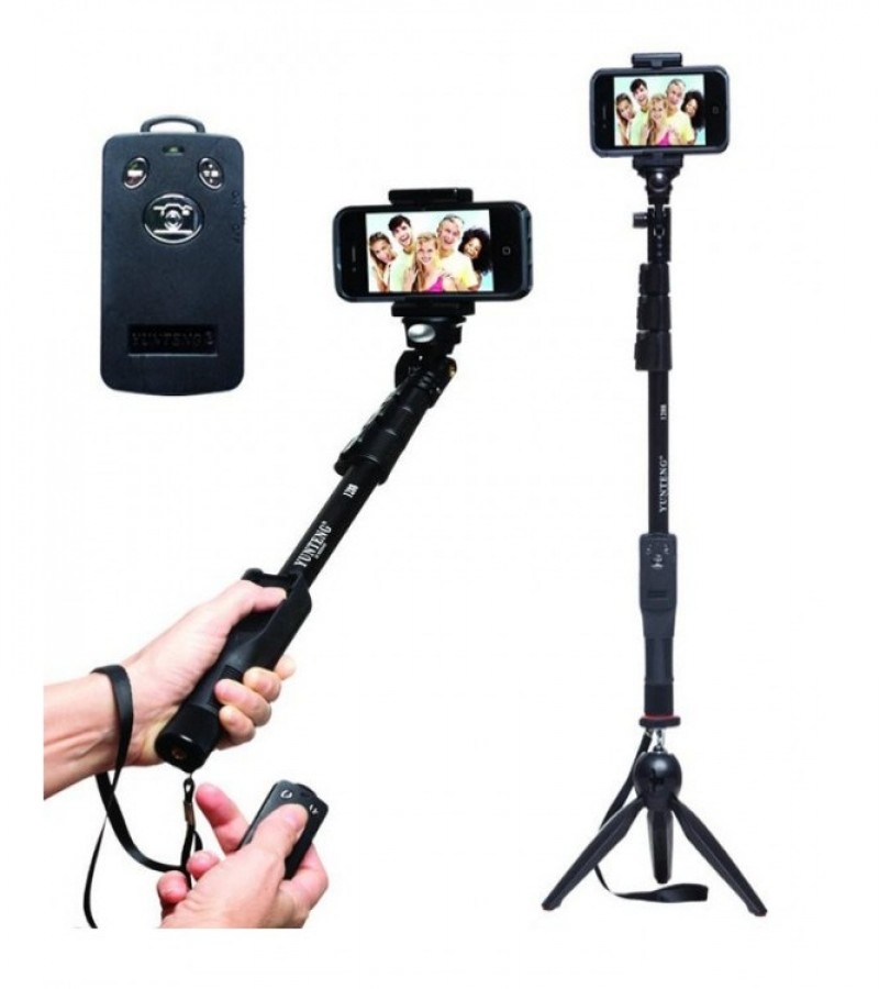 Yunteng YT-1288 Professional Selfie Stick with Tripod Stand - Black