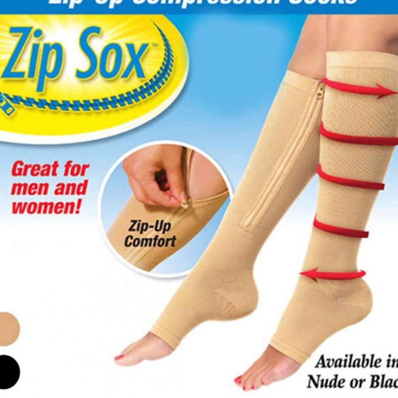 Zip Socks Knee High - 1 Pair Unisex New