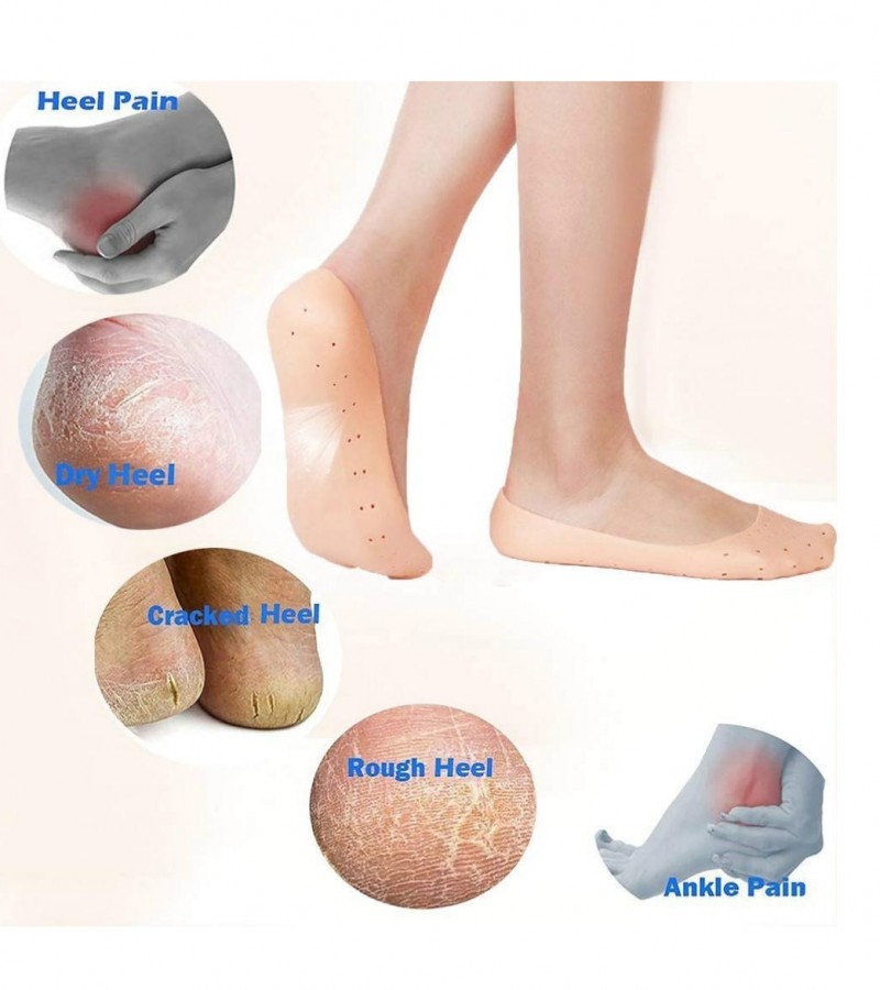 2Pcs Unisex Silicone Gel Socks for Pain Relief & Cracking Foot Protector