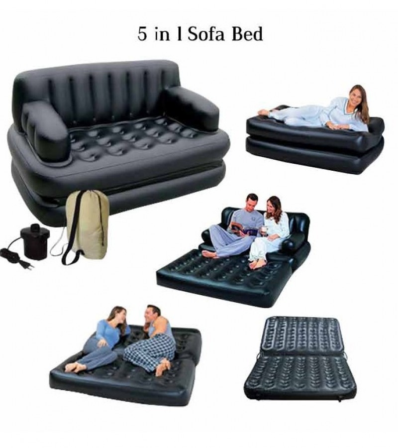 5 In 1 Bestway Inflatable Sofa Bed With Air Pump - Size: 76  x 60  x 25 Inch