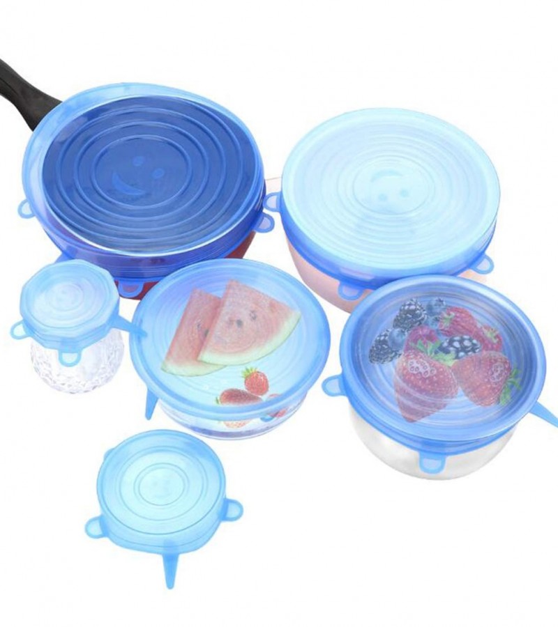 6 Piece Silicone Stretch Lids and Reusable Bowl Covers Food Cover