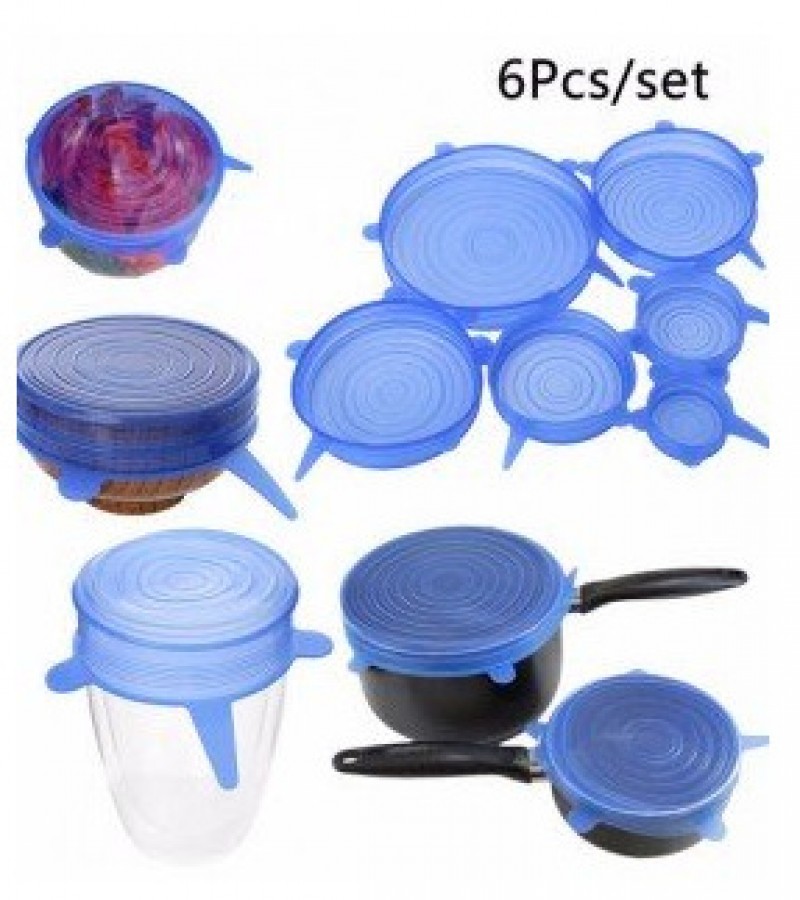 6Pcs Kitchen Reusable Silicone Stretch Seal Lid Preservation Vacuum Food Storage Bowl Cover