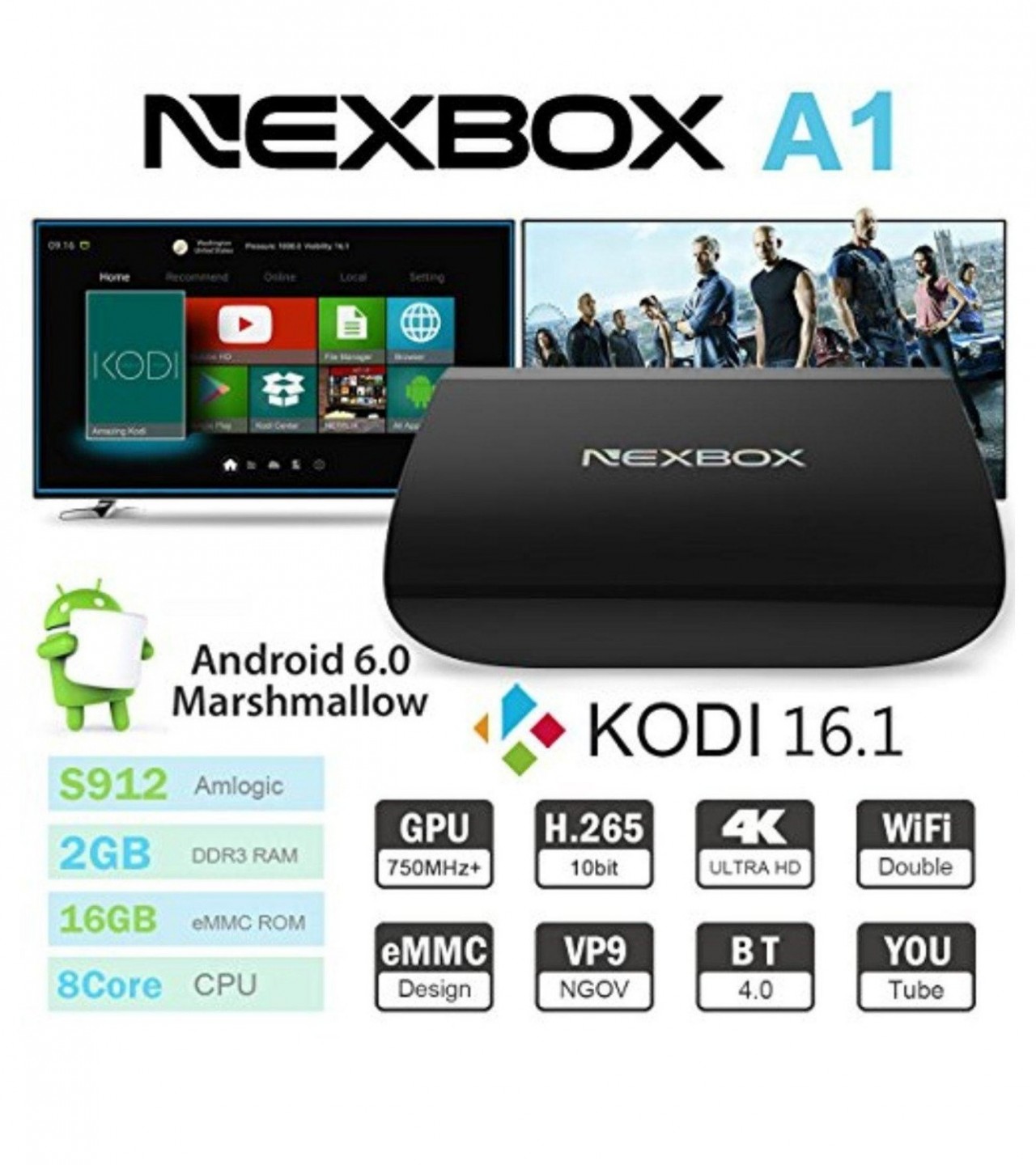 Android Smart TV Box NexBox A1 Octa-Core 2G+16G Android 6.0