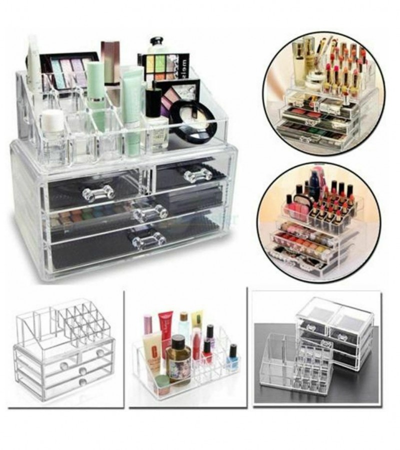 Cosmetic Organizer Makeup Holder Display Jewellery Storage Case With Drawer