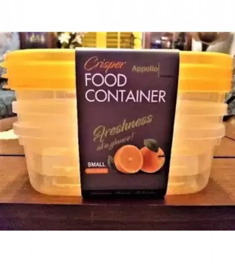 Crisper Food Container Plastic (Orange) Small (3 Pcs)