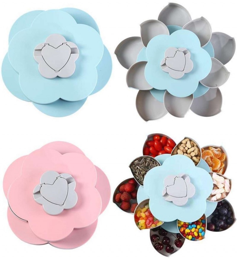 Flower Shape Rotating Snack Bowl Double-layer