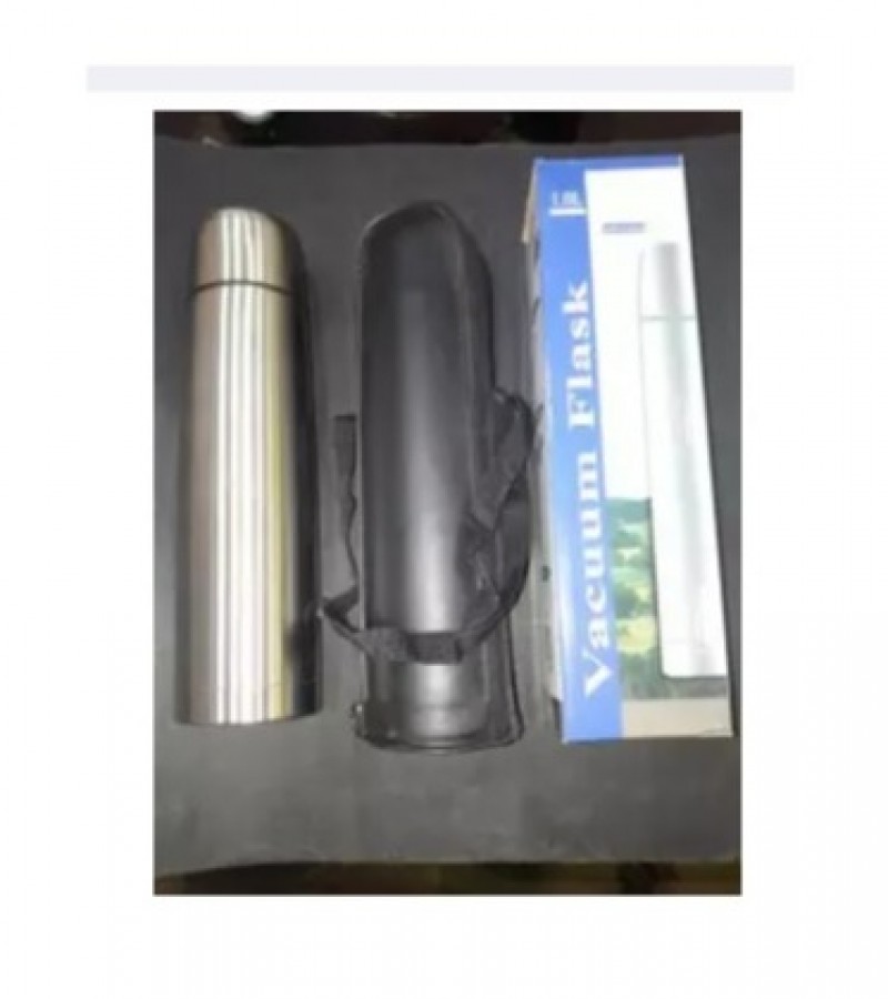 Hot And Cold Stainless Steel Vacuum Flask Water Bottle - Silver ( 1 Liter)