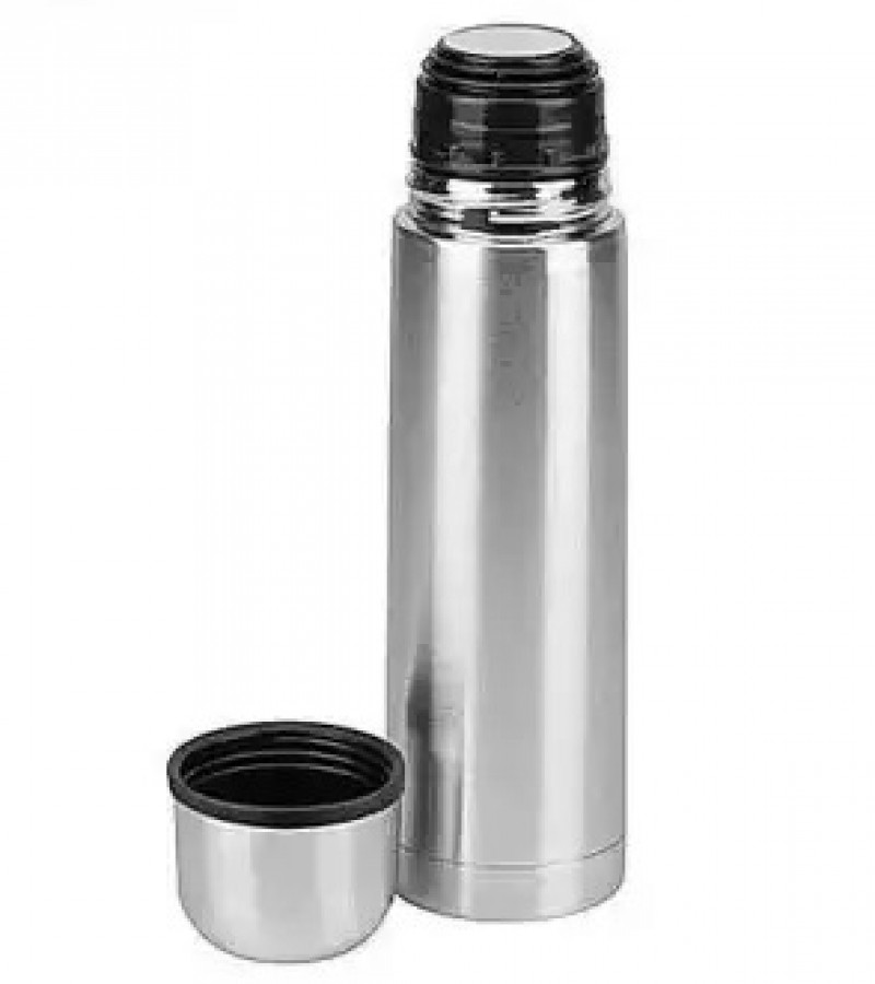 Hot And Cold Stainless Steel Vacuum Flask Water Bottle - Silver ( 1 Liter)