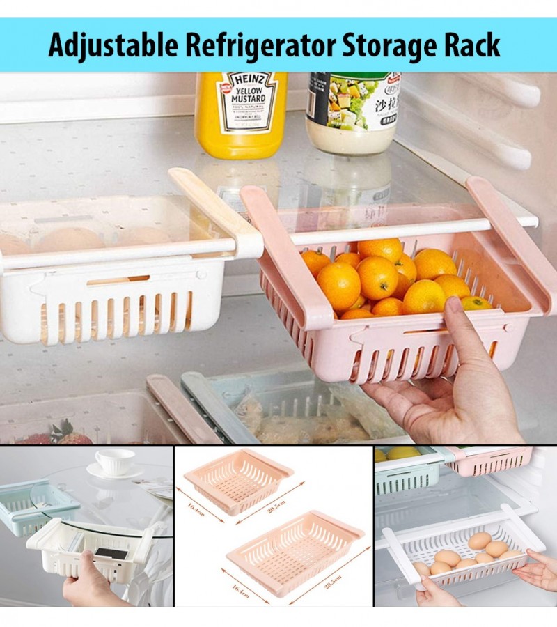 Kitchen Refrigerator Storage Box Adjustable Drawer Rack Shelf Adjustable